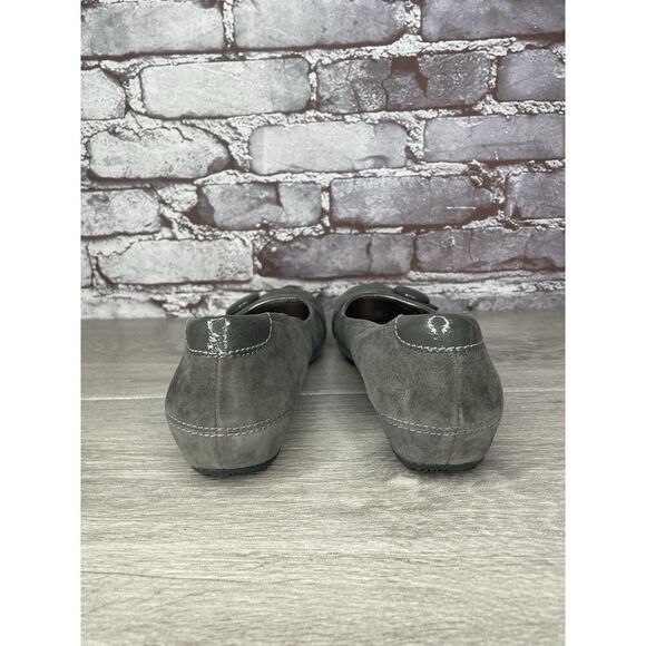 ECCO Grey Suede Leather Button Detail Ballet Casual Flats Women Sz 38EU/7.5M US - Picture 5 of 16